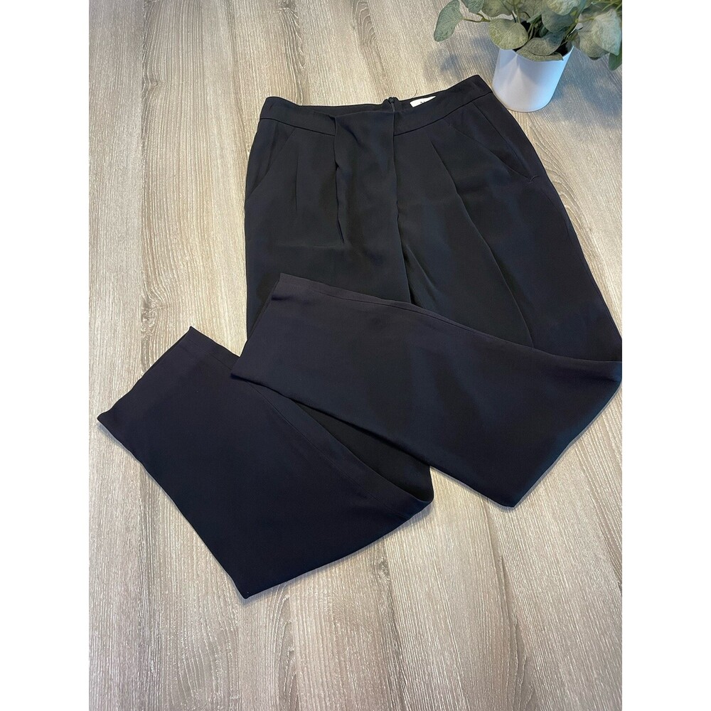 A.L.C. Size 2 Black Slim Pleated Crossover Pants Back Zipper Drapey